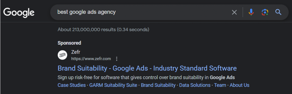 are google ads effective serp example