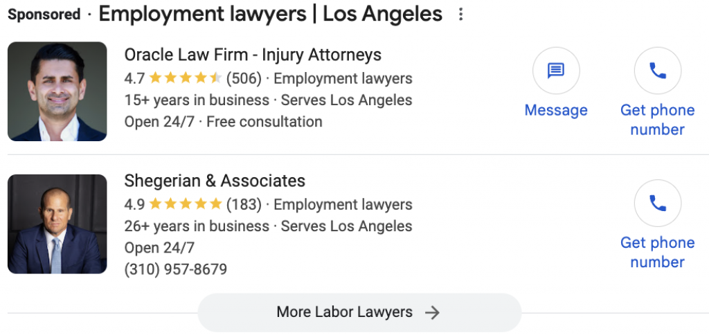 Employment lawyer Search Ads