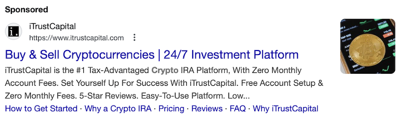 Crypto platform advertising with Google Ads