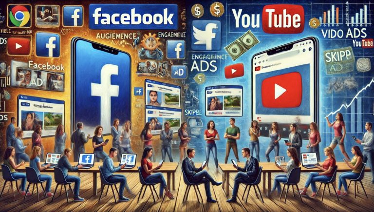 Youtube Ads vs Facebook Ads oil painted