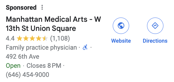 Google Maps Ads Medical Center