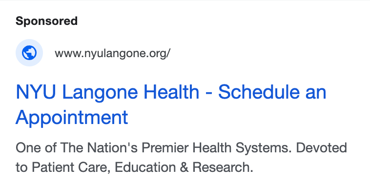 NYU Langone Health Search Ads