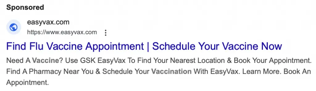 Seasonal Flu Search Ad