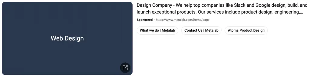 In-feed Ad on Youtube for a Web Design Agency