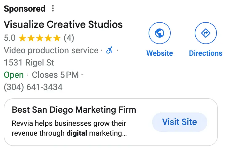 Ads for a webdesign agency showing up on Google Maps