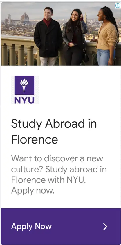 NYU Display Ad for Florence campus