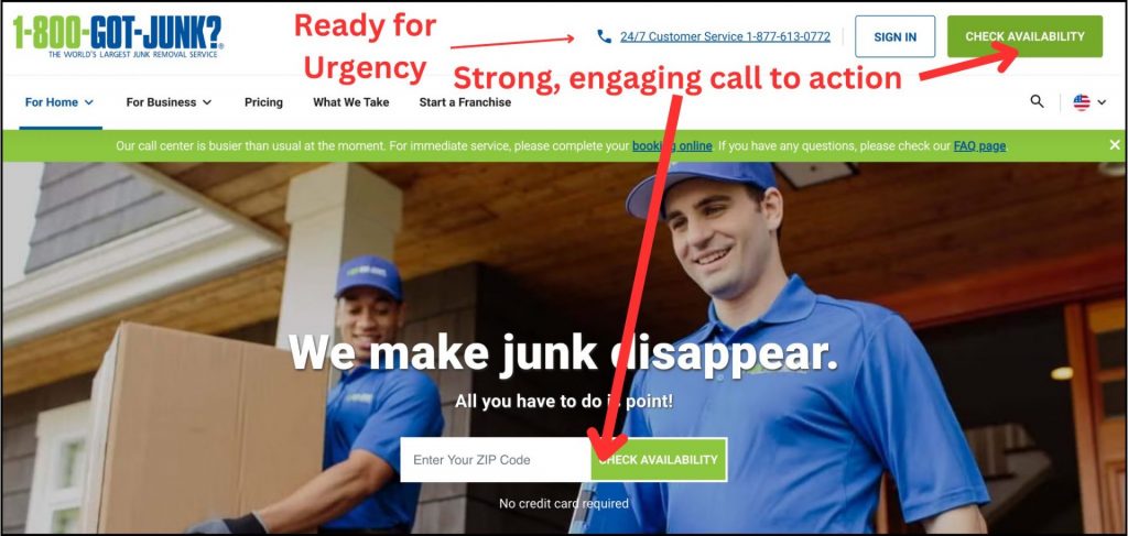 Landing page Junk removal business